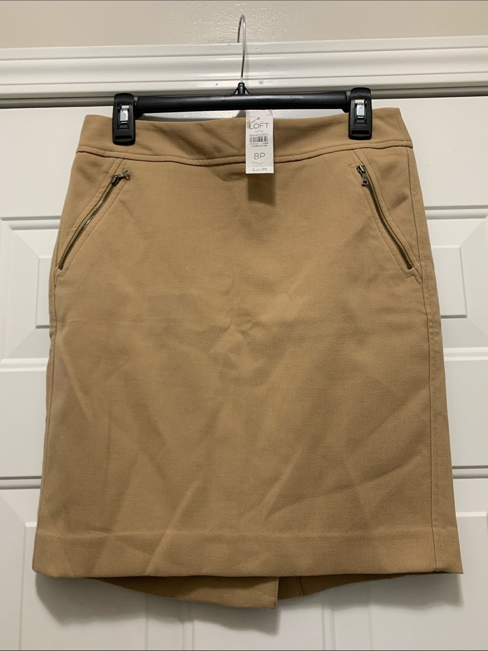 3/$15 NWT LOFT Camel Tan Skirt with Front Zip Pockets Size 8 Petite